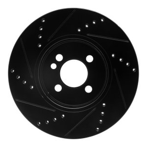 Mini Cooper Brake Rotor (1) - Front Right - R1 Concepts - Drilled & Slotted - Black - `07-`15